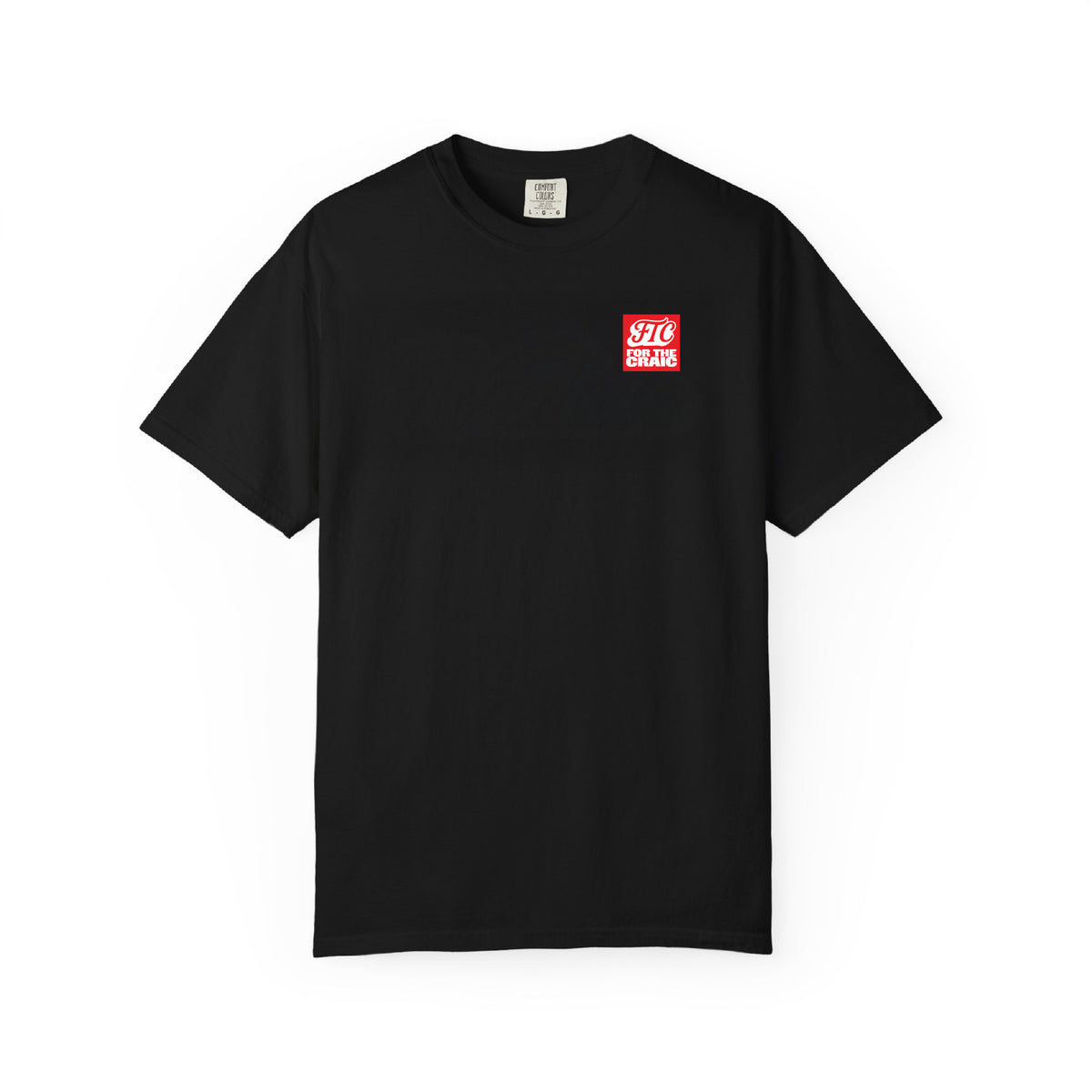 Front view of the For The Craic FTC Patch Tee - Black