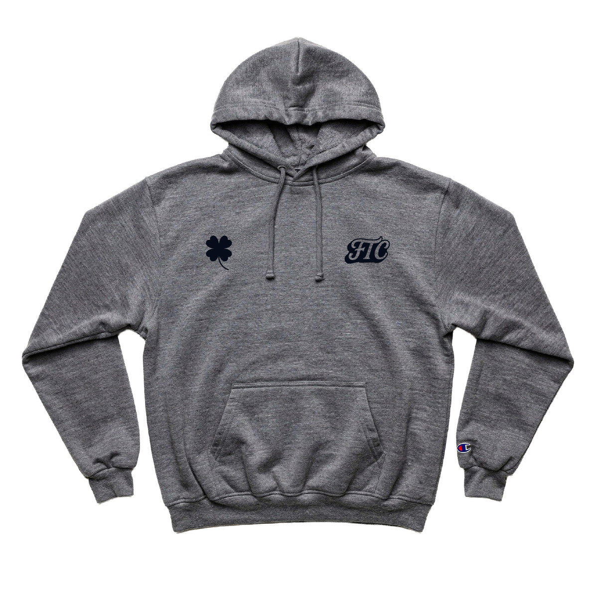 Front view of the For The Craic Shamrock & FTC Hoodie - Grey
